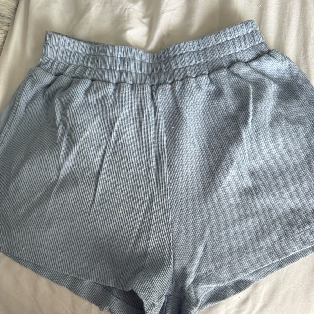 Women's Blue Ribbed Shorts